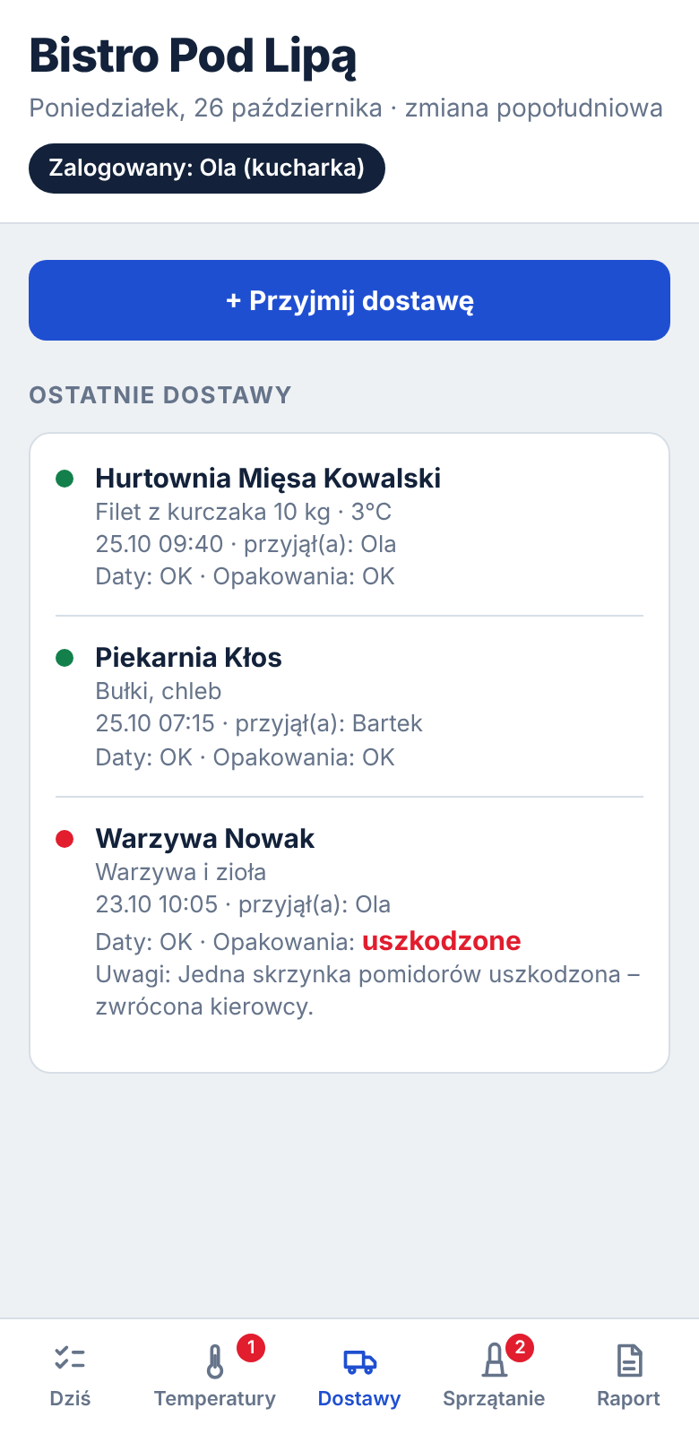 Rejestr dostaw